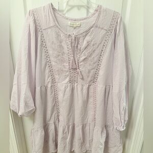 Penelope Rose LILAC Lace Boho Dress Sz 2x  sleeve eyelet ruffled. Whimsy EUC AS